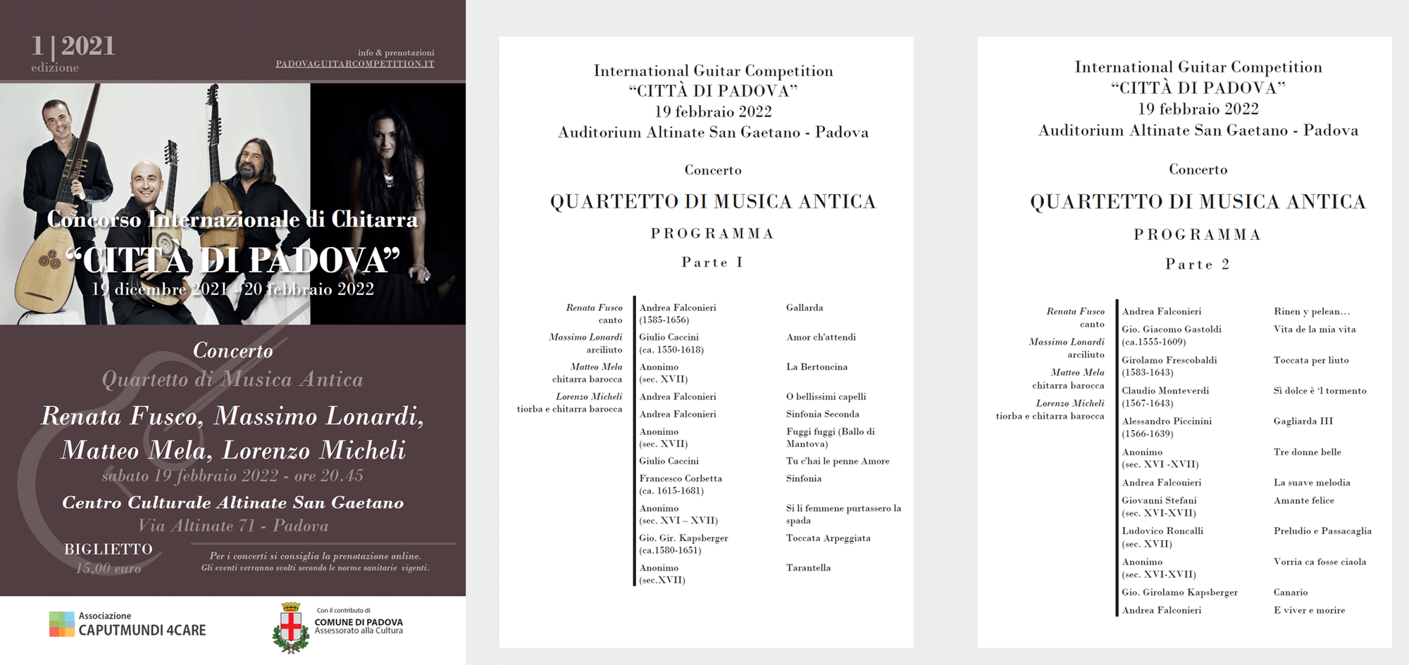 Padova Guitar Competition Programma Quartetto Musica Antica